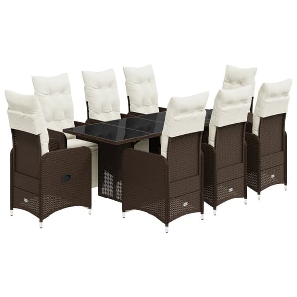 Caféset med dynor 9 delar konstrotting brun