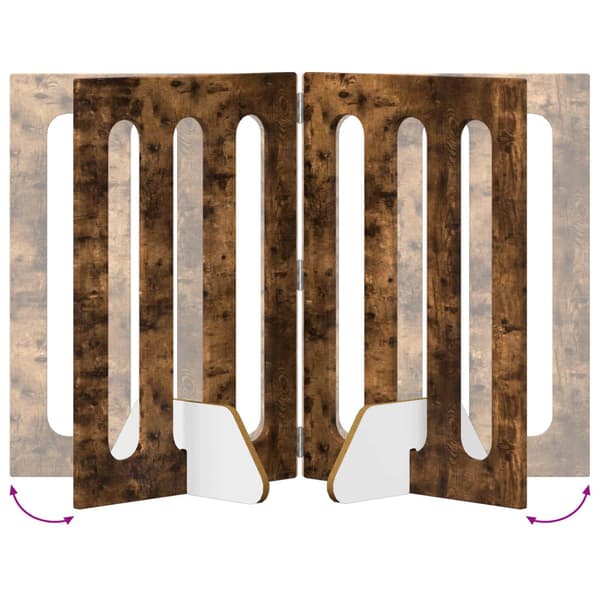Fällbar husdjursgrind 2 pcs Rökt Ek 100,5 x 38 x 70 cm
