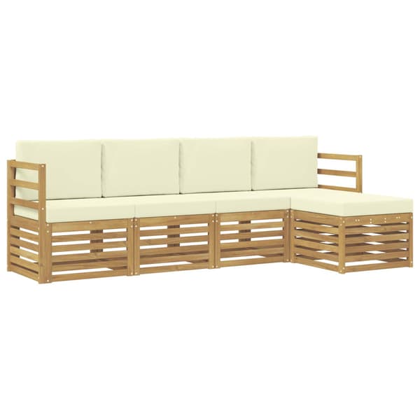 Utomhussoffset 5 pcs Vit och grädde 245 x 122,5 x 73 cm