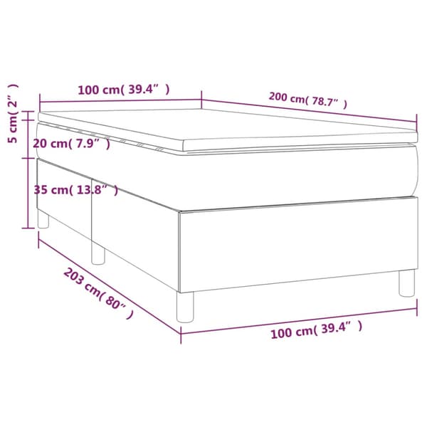Ramsäng med madrass grå 100x200 cm konstläder
