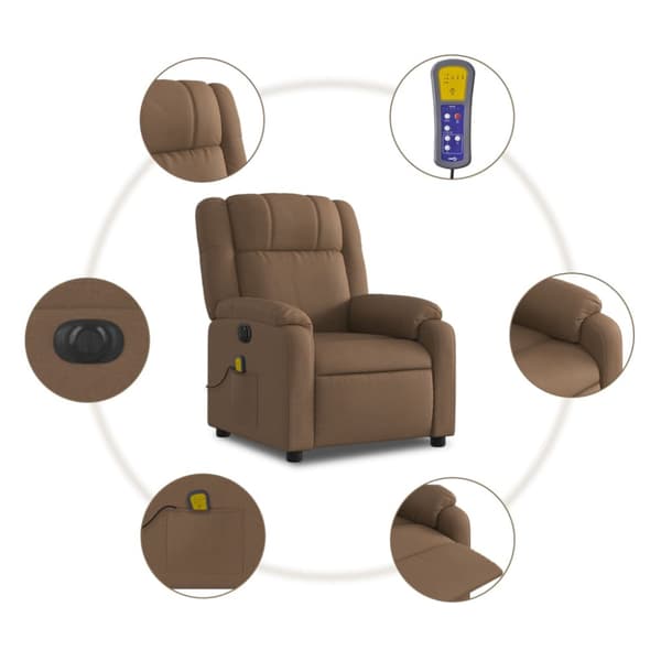 Elektrisk massagefåtölj brun tyg
