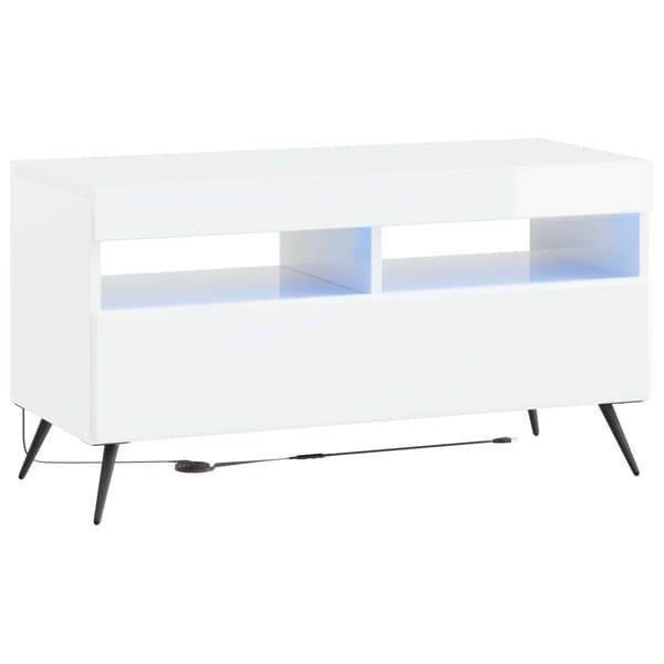 5-delars LED TV-bänk Vit högglans Konstruerat trä