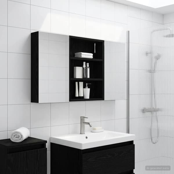 Badrumsskåpsset 3 st 100 x 10,5 x 50 cm Konstruerat trä