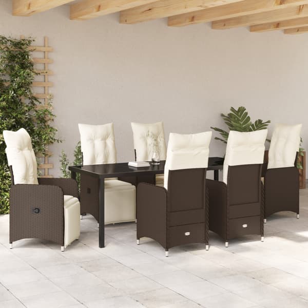 Trädgårdsmöbelset 7 pcs Brun konstrotting