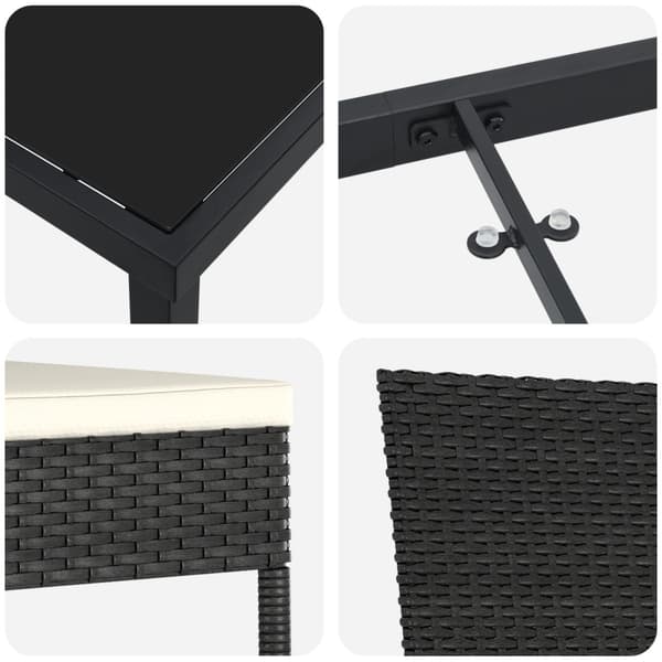 Trädgårdsmöbelset 9 pcs Svart Pulverlackerat stål