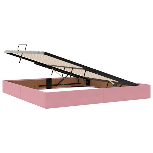 LED förvaringssäng med madrass Rosa 200 x 200 cm Sammet