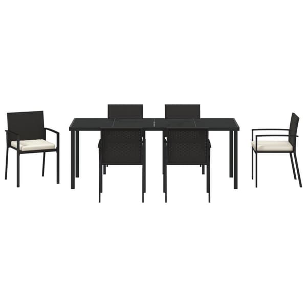 Trädgårdsmöbelset 7 pcs Svart Pulverlackerat stål