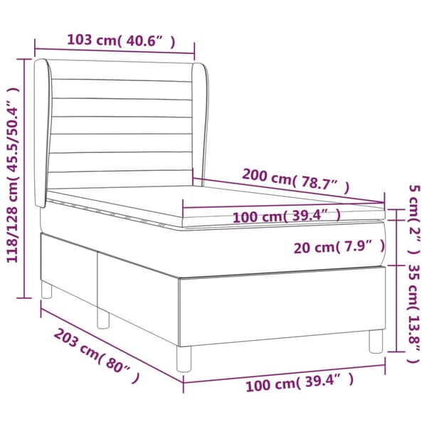 Ramsäng med madrass mörkgrå 100x200 cm tyg