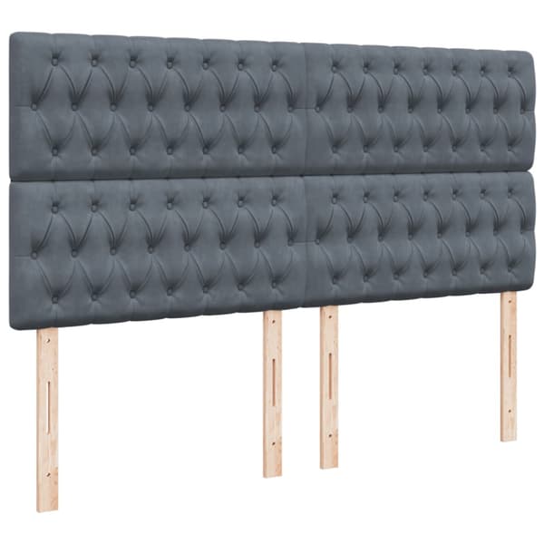 Ramsäng med madrass mörkgrå 200x200 cm sammet