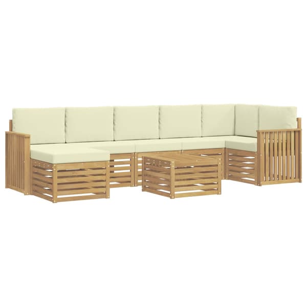 Utomhussoffset 8 pcs Vit och grädde 59 x 59 x 37 cm Polyester