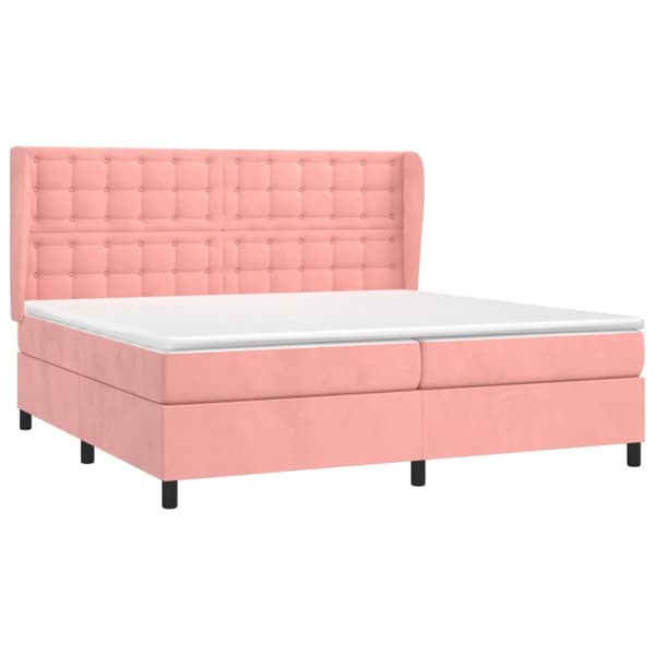 Ramsäng med madrass rosa 200x200 cm sammet