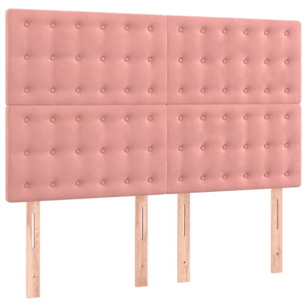Ramsäng med madrass rosa 140x190 cm sammet