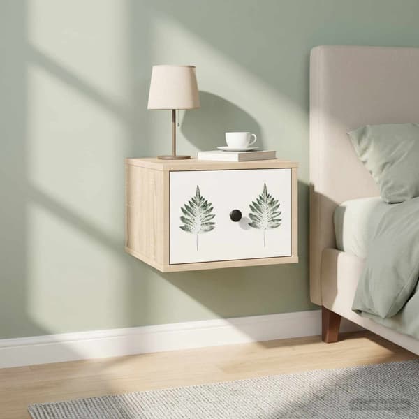Väggmonterad sänggavel HANAU 2 st Sonoma-ek 36 x 33 x 25 cm