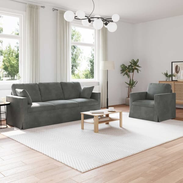 Soffset 2 pcs Mörkgrå 198 x 78 x 80 cm Sammet