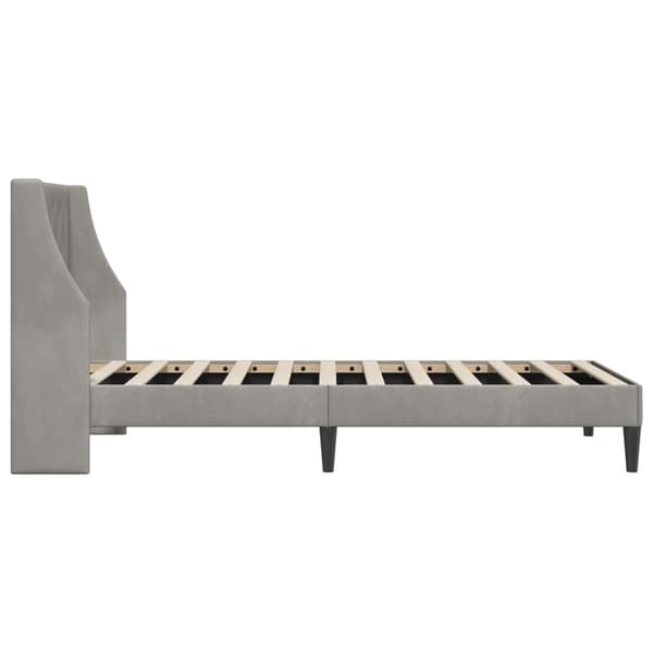 Sängram med huvudgavel Ljusgrå 100 x 200 cm Sammet