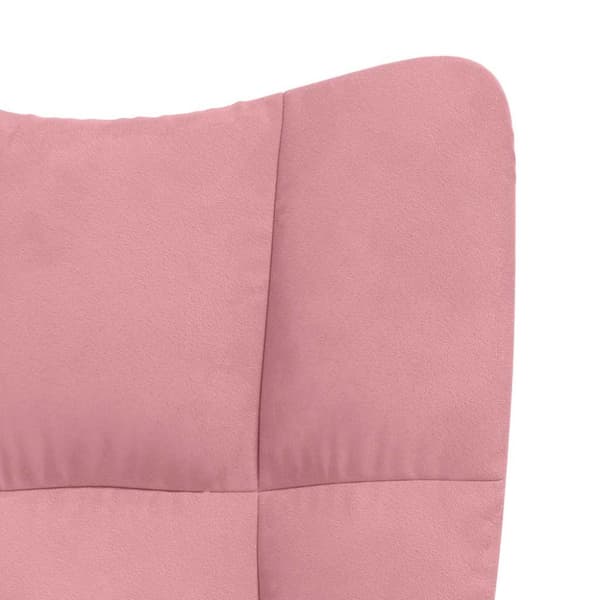 Vilstol med fotpall rosa sammet