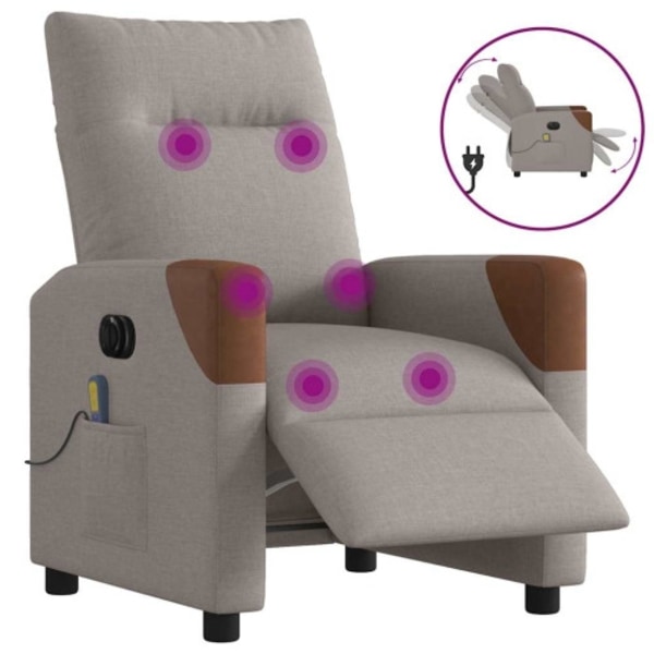 Elektrisk massagefåtölj taupe tyg