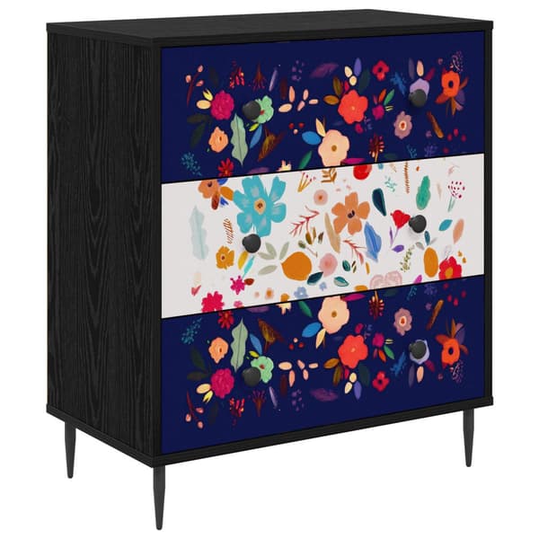 Kommode MAINZ Blommönster 66 x 36,5 x 76 cm Konstruerat trä