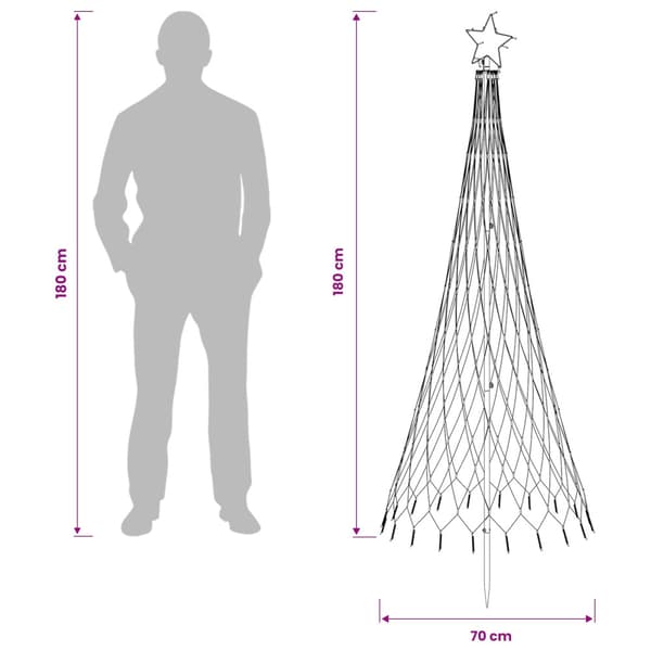 LED Julgran 180 cm 230 LED-lampor Blå Järn Svart