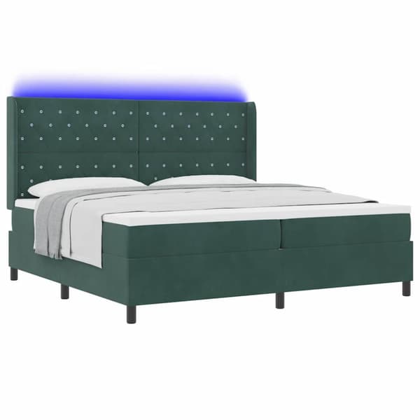 Bäddfjäder med madrass med led Mörkgrön 200 x 200 cm Sammet