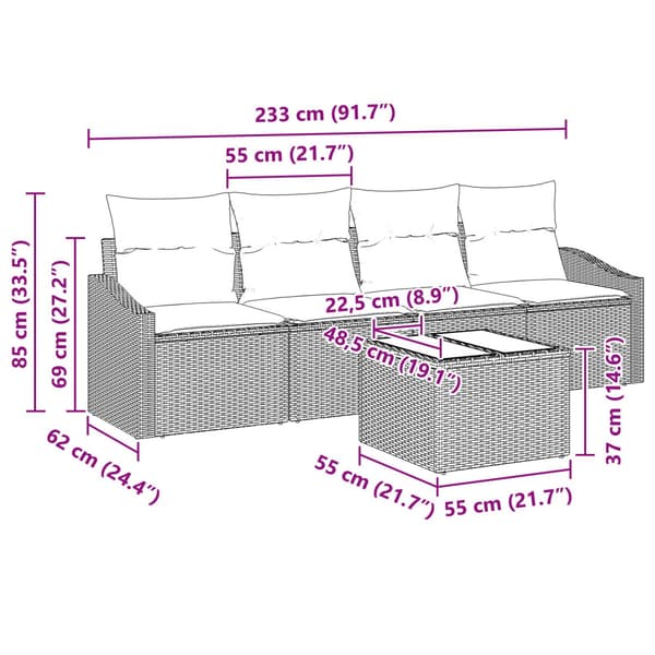 Soffset med kudde med kudde 5 pcs Ljusgrå konstrotting