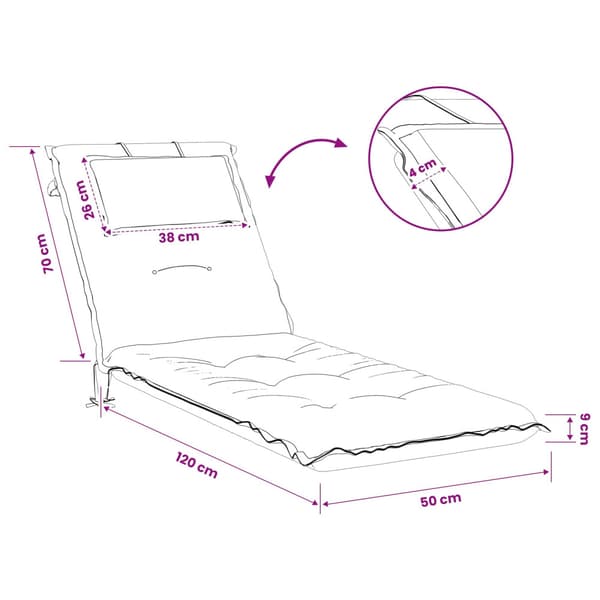 Solstol Kudde GEMERT 100% Polyester Rosa 190 x 50 x 9 cm
