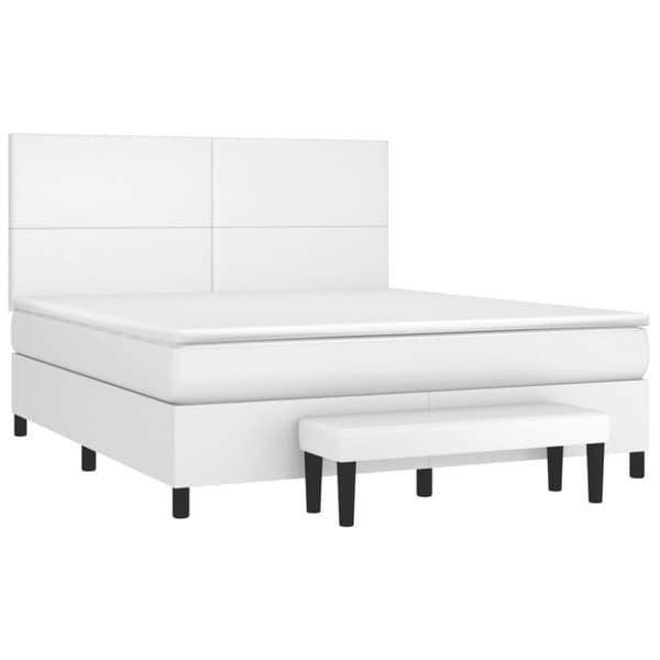 Ramsäng med madrass vit 180x200 cm konstläder
