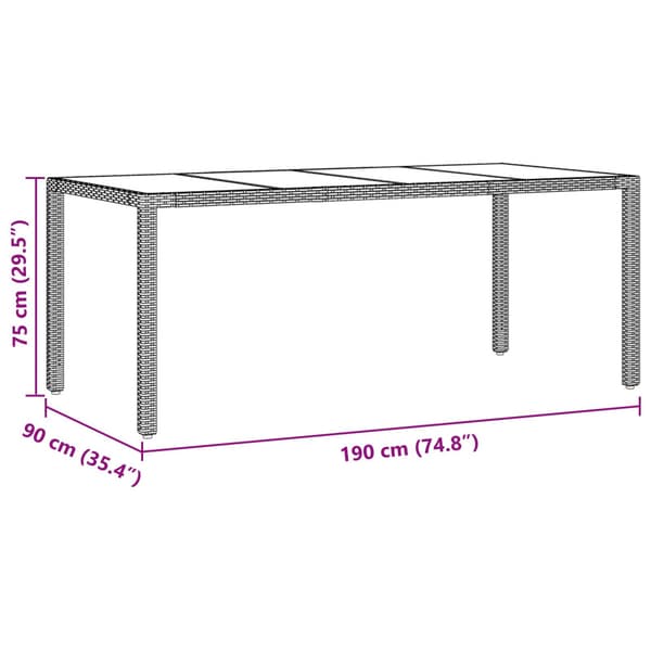 Trädgårdsmöbelset 7 pcs Svart konstrotting