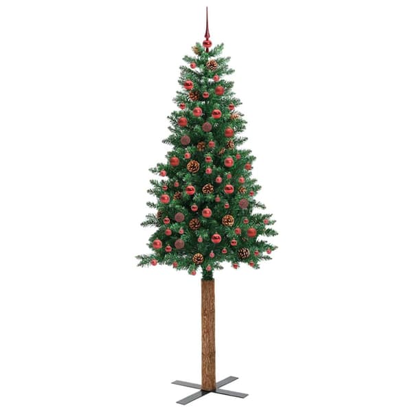Smal julgran Grön 210 cm PVC och solid furu