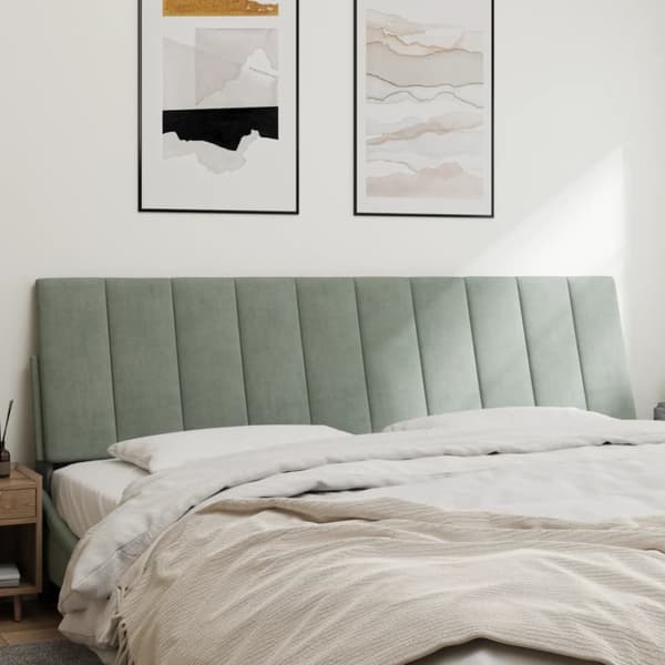 Headboard Cushion "Hanko" Light Grey 183 cm Velvet