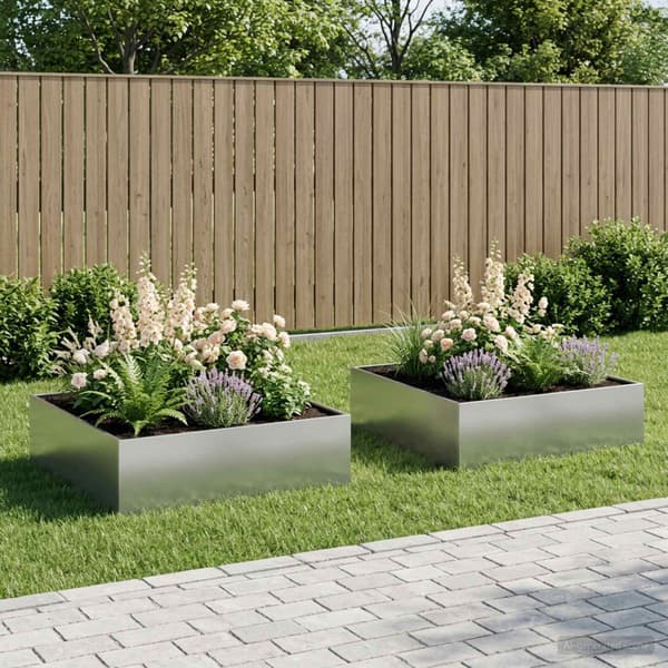 Trädgårdsplanterare 2 st Silver 100 x 100 x 30 cm