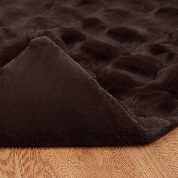 Halkfri filt i konstgjord kaninfäll Olite 4 pcs Kamel Polyester