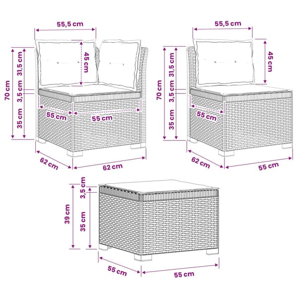 4-sits Trädgårdsoffa med Kuddar Rattan Look PP Vit