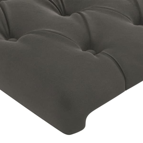 Sänggavel LED mörkgrå 160x7x118/128 cm sammet