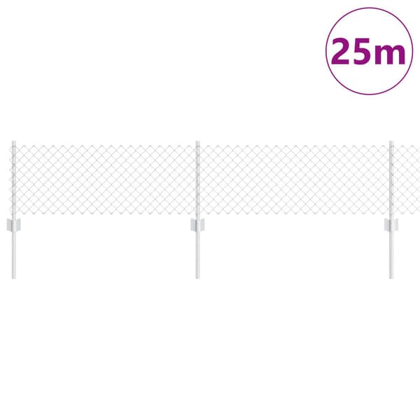 Stängsel med stolpe Silver 0,4 x 25 m Stål