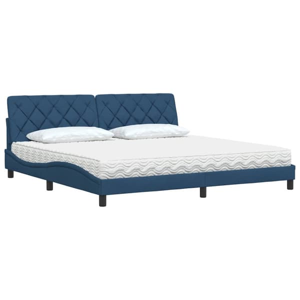 Bed with Mattress Blue 200x200 cm Fabric