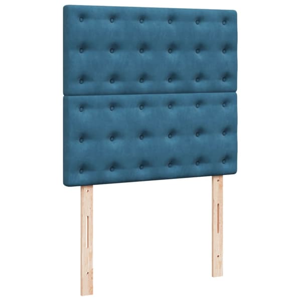 Ramsäng med madrass mörkblå 90x200 cm sammet