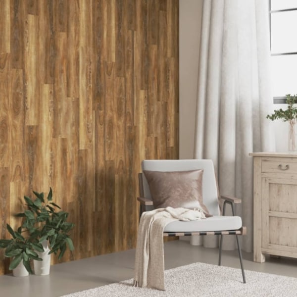 Väggpaneler träimitation brun PVC 4,12 m²