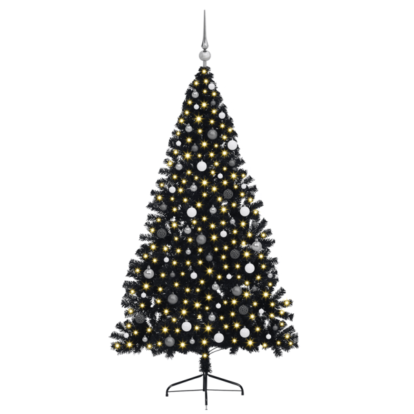 Konstgjord Förbelyst Julgran Svart 210 cm PVC