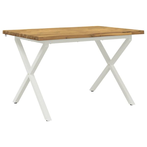 120 x 80 x 75 cm Massivt Akaciaträ Vit Rektangulär