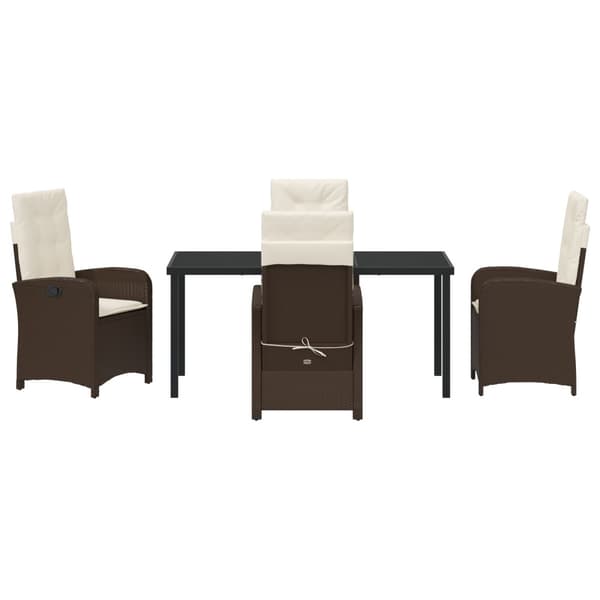 Trädgårdsmöbelset med kudde 5 pcs Brun konstrotting