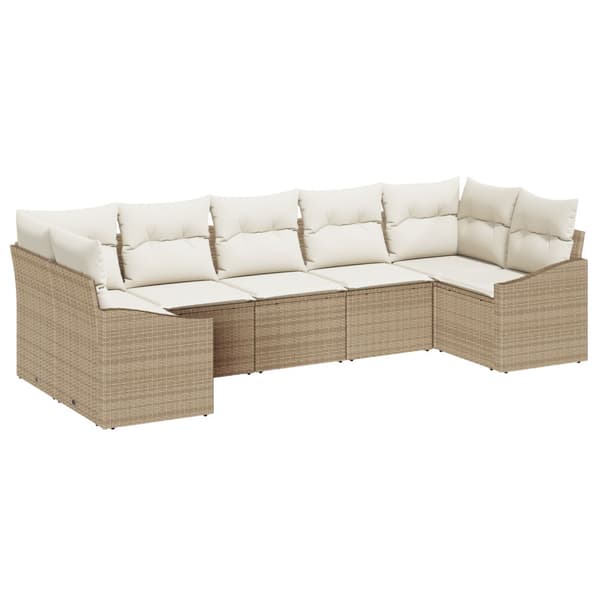 Trädgårdsoffset 7 pcs Beige och gräddfärgad konstrotting