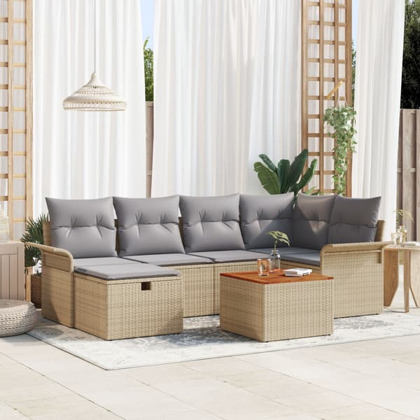 Trädgårdsoffset 7 st Beige konstrotting