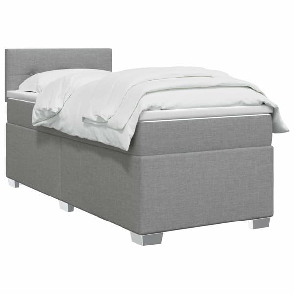 Kontinentalsäng med madrass Ljusgrå 90 x 200 cm Tyg