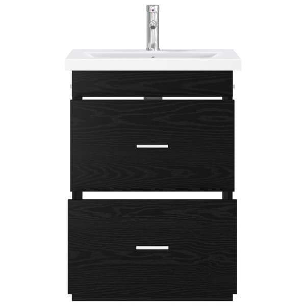 Badrumsmöbelset Svart ek 61 x 40 x 84,5 cm Konstruerat trä
