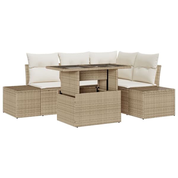 Trädgårdsoffset 5 st Beige och gräddfärgad konstrotting