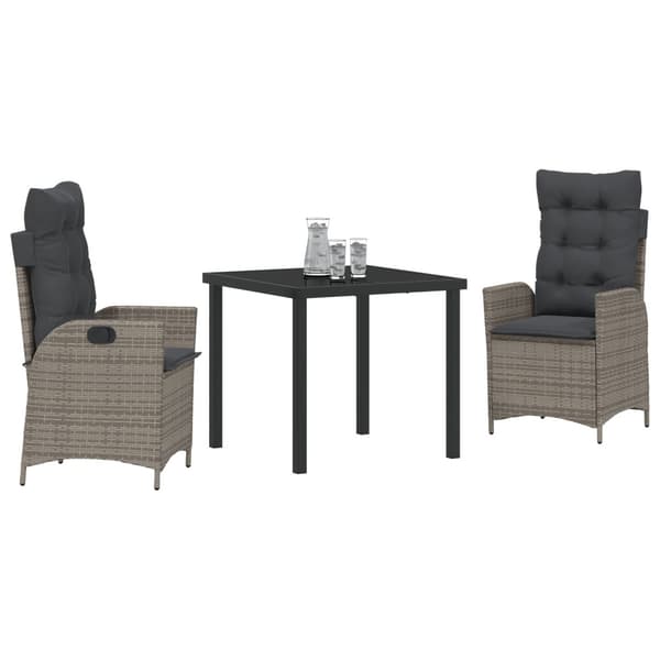 Trädgårdsmöbelset med kudde 3 pcs Grå konstrotting