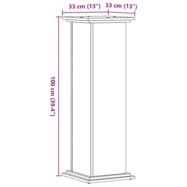 Växtställ rökfärgad ek 33x33x100 cm konstruerat trä