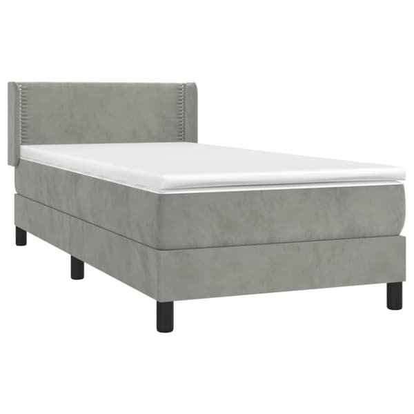 Ramsäng med madrass ljusgrå 100x200 cm sammet