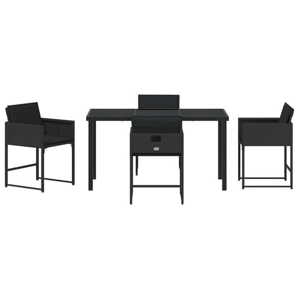 Trädgårdsmöbelset 5 pcs Svart konstrotting